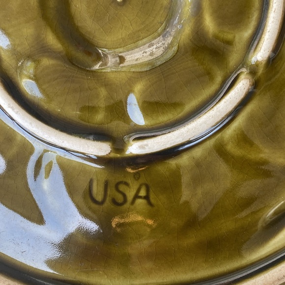 Handcrafted Olive and Blue Ceramic McCoy ashtray - Picture 7 of 8